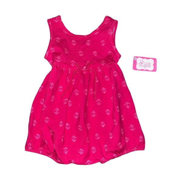18m NWT Ricrac & Ruffles Baby Girls Fuchsia Pink Knit One Piece Bubble Romper - Picture 1 of 5